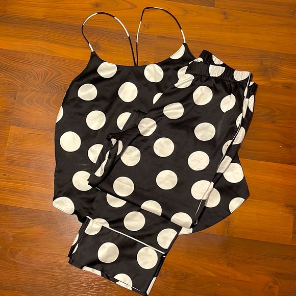 Victoria’s Secret black and white polka dot, satin pajama set- size S - Picture 1 of 1
